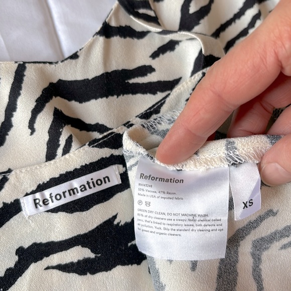 Reformation Zebra Print Tank Top Camisole XS - Picture 12 of 13